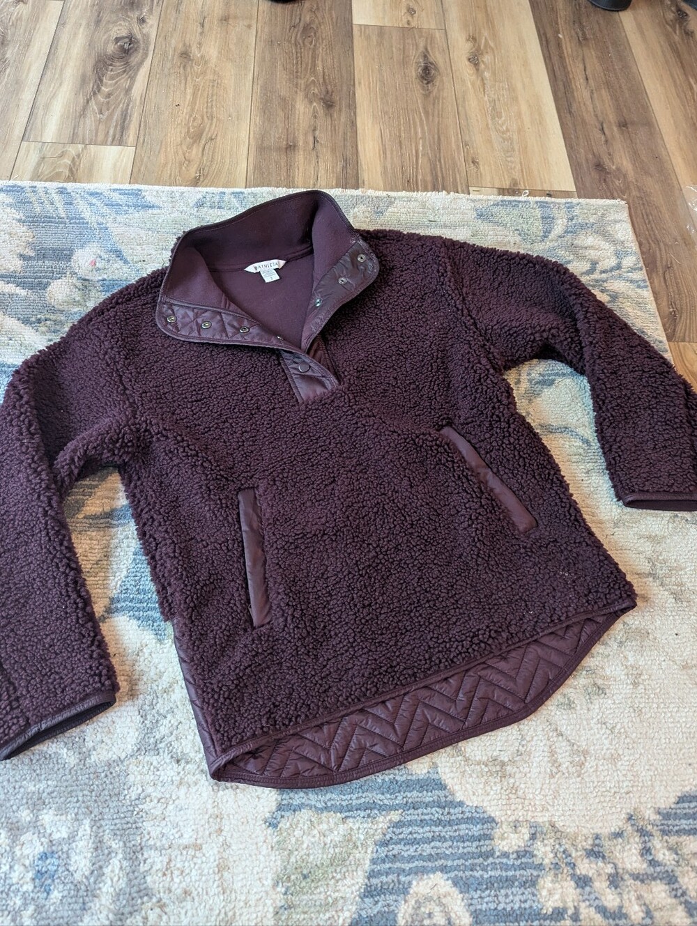 Athleta Sherpa Quarter Button Pullover